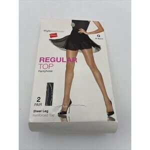 Hanes Pantyhose Regular Top Size Q Jet BLACK